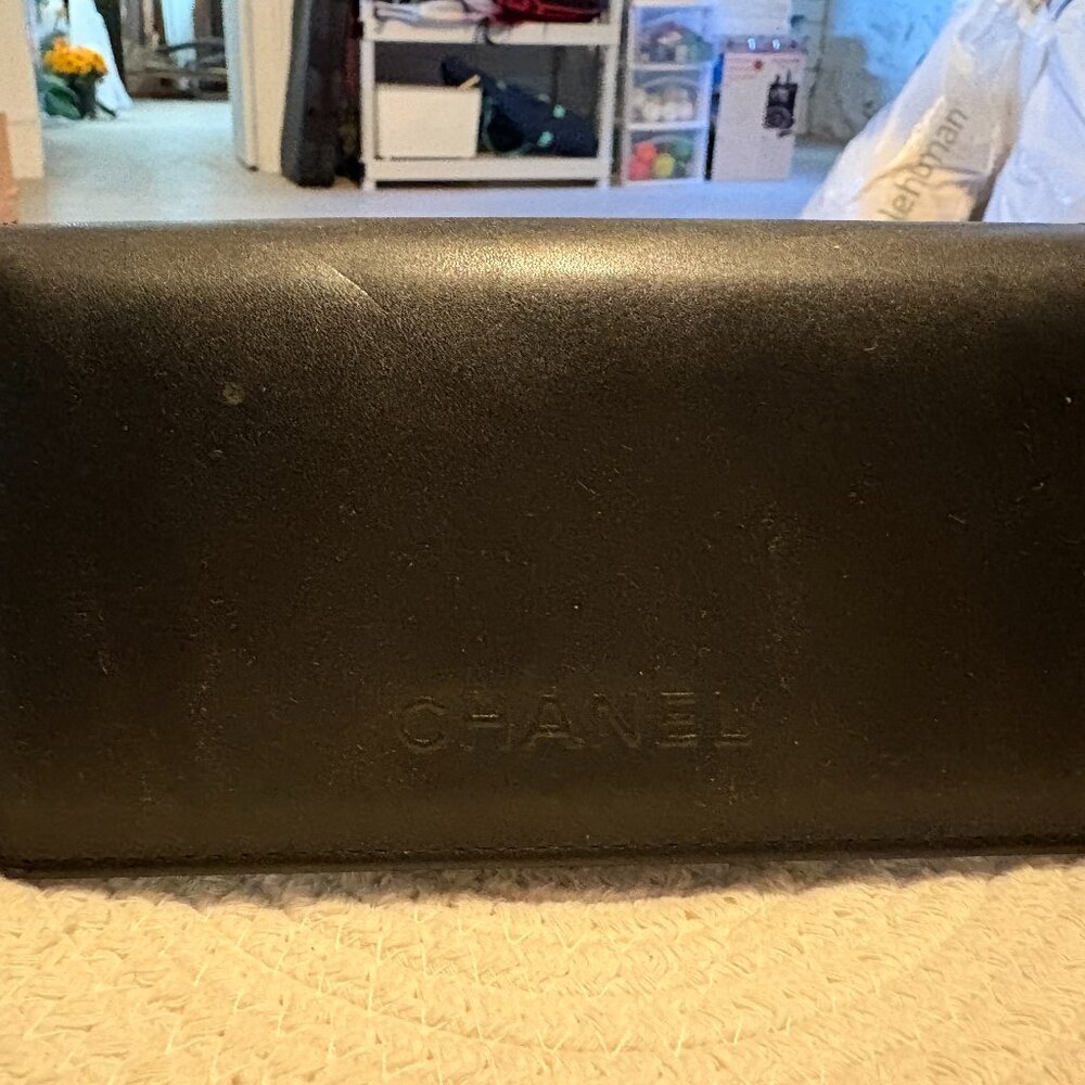 CHANEL Quilted Black Leather eyeglass case